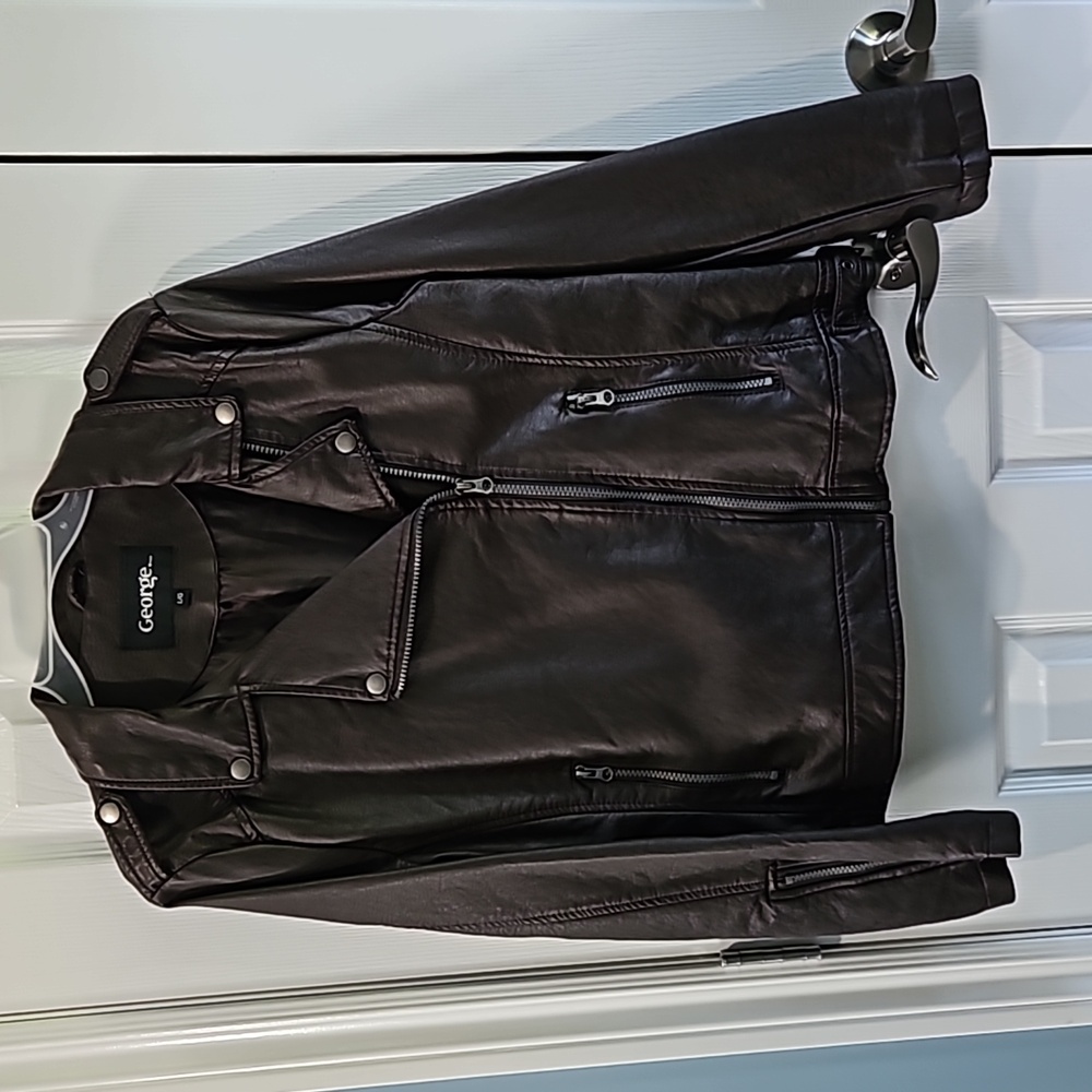 George light jacket faux leather color dark brown size large